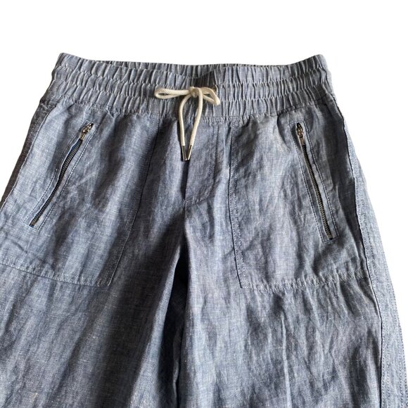 Athleta Cabo Linen Jogger Chambray Blue Sz 2 Beachy Nautical Coastal Athleisure - Picture 7 of 13